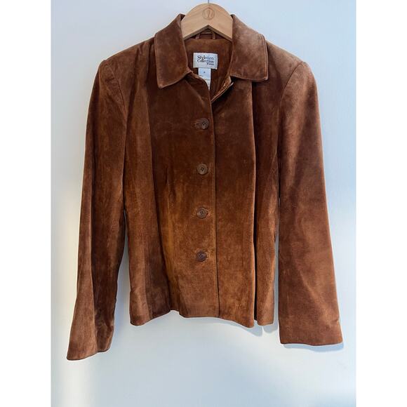 Style & Co Collection Women's Petite Brown Suede Jacket 100% Leather Small - Picture 1 of 6